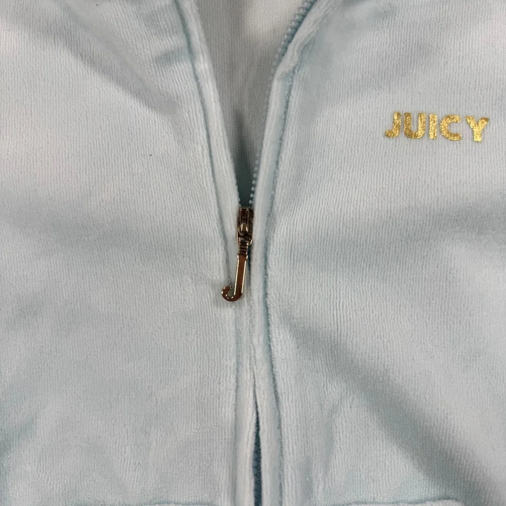 Juicy Couture Kids Velour Tracksuit Light Blue Hoodie Joggers Set Size 6